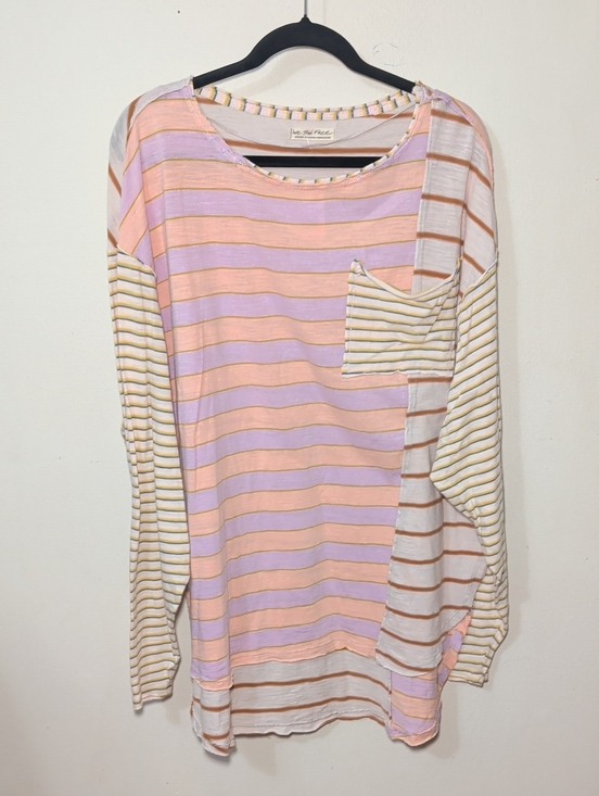 We The Free Tops - We The Free Stripey Prep T-Shirt Combo Pastel Boho 100% Cotton NEW Womens Size M